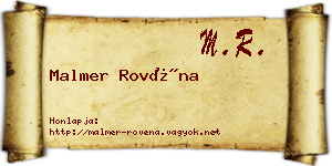 Malmer Rovéna névjegykártya